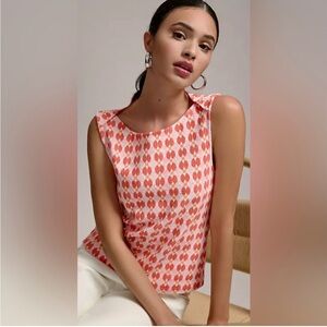Anthropologie Maeve Mina Pink Red Sleeveless Textured Top Size S